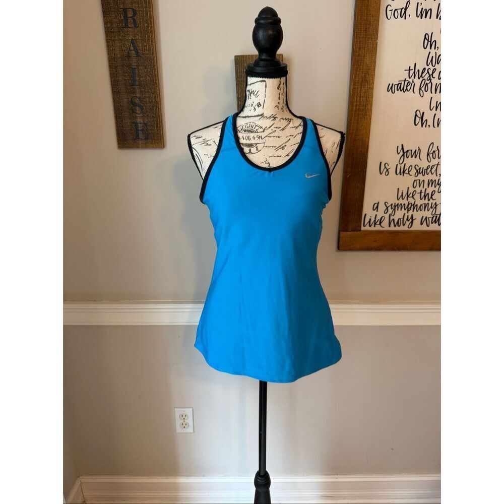 Nike Women's Dri-FIT Racerback Scoop Neck Sleeveless Tank Top Blue Size Large